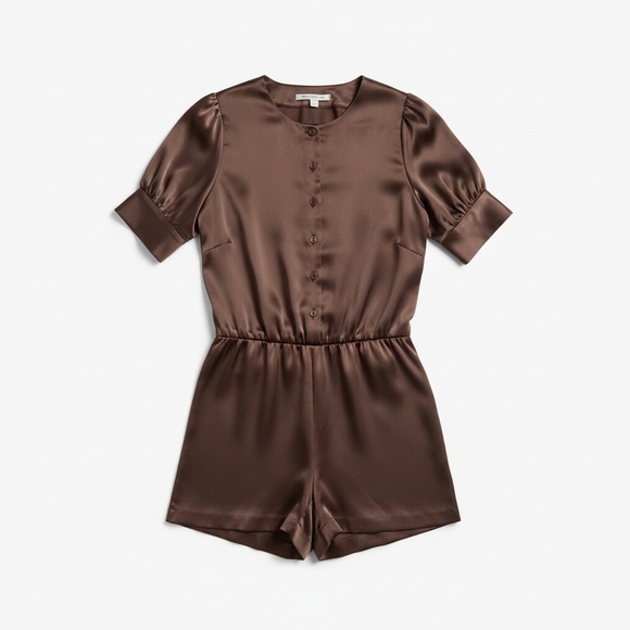 Zara Pants - Zara Elegant Brown Satin Romper size S